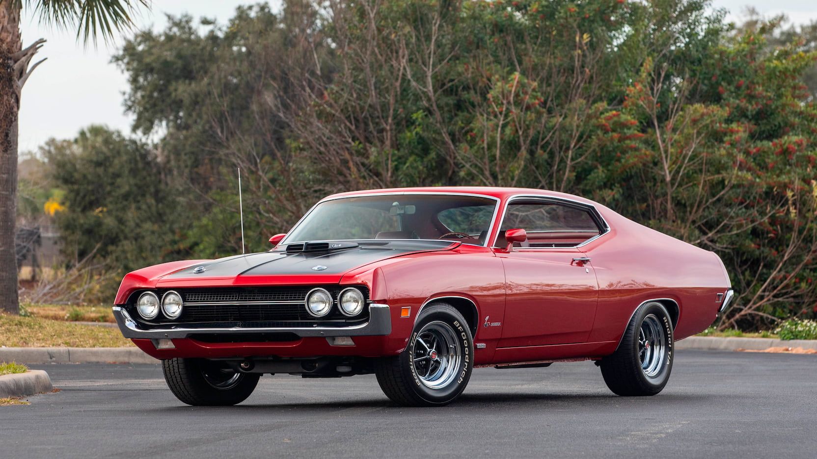 A parked 1970 Ford Torino Cobra 