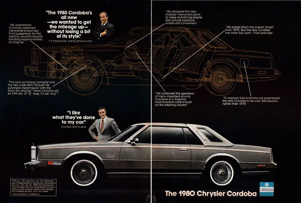 The 1980 Chrysler Cordoba marked the beginning of the model's second generation, which featured a smaller and lighter design compared to its predecessor.