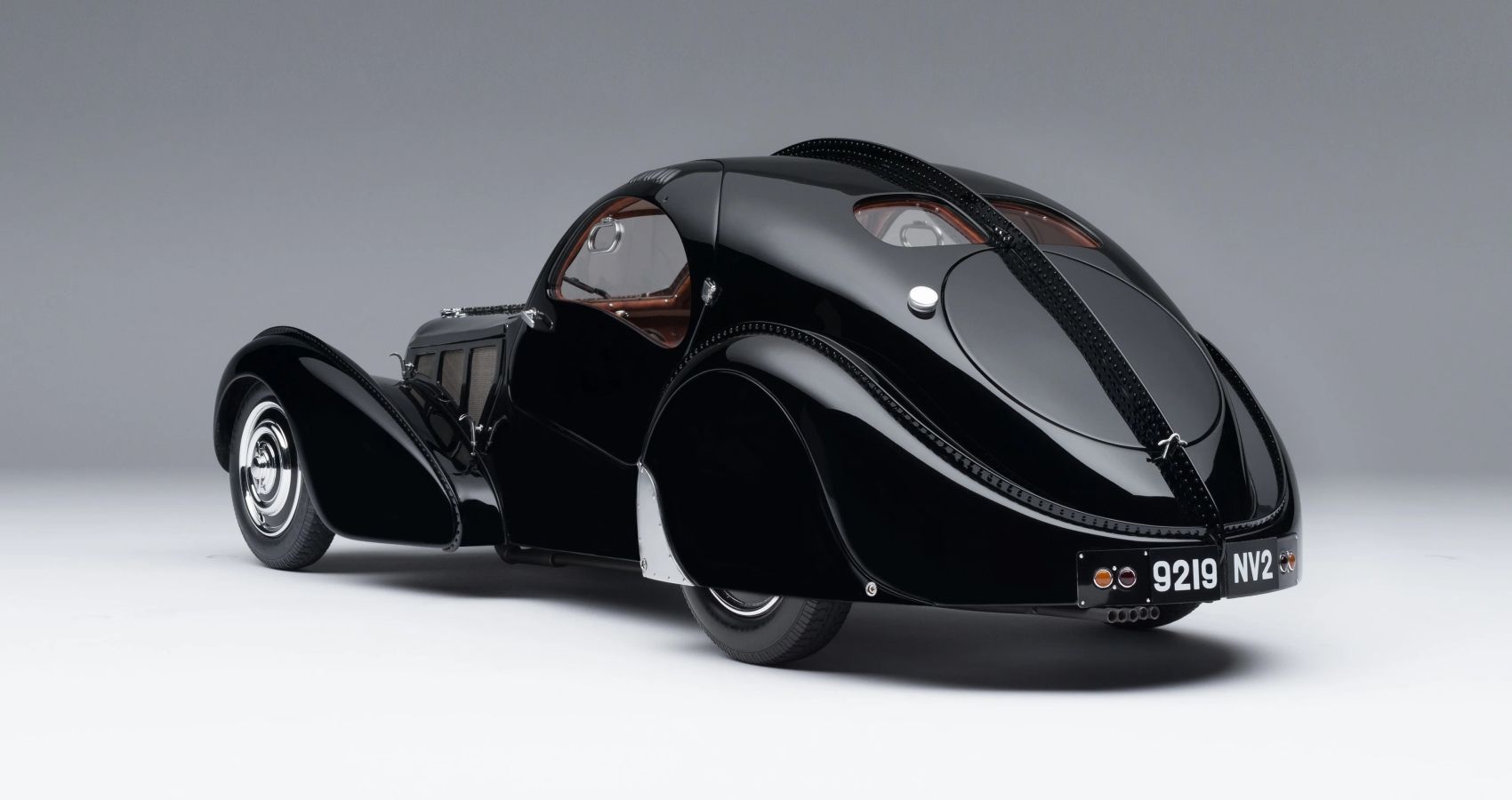 Bugatti Type 57SC La Voiture Noire Rear Quarter View Scale Model