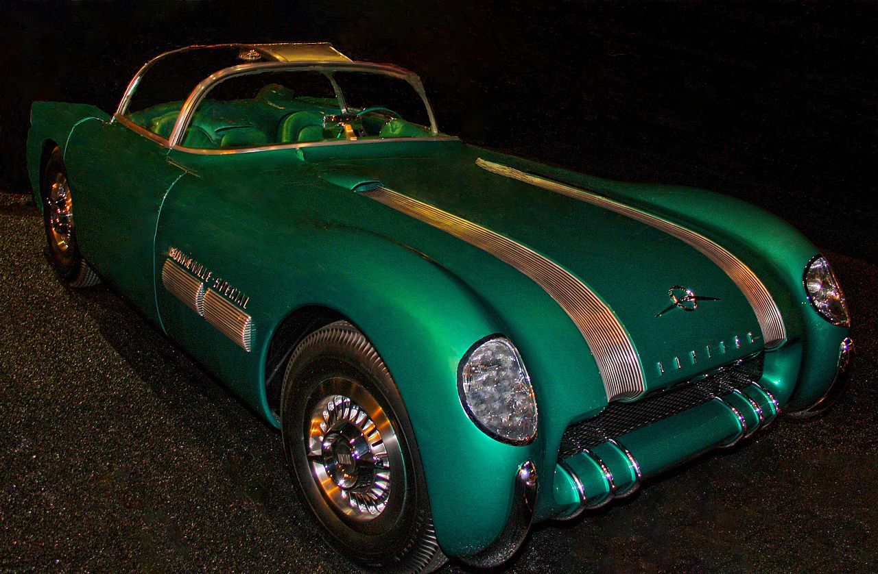 A green Pontiac Bonneville Special